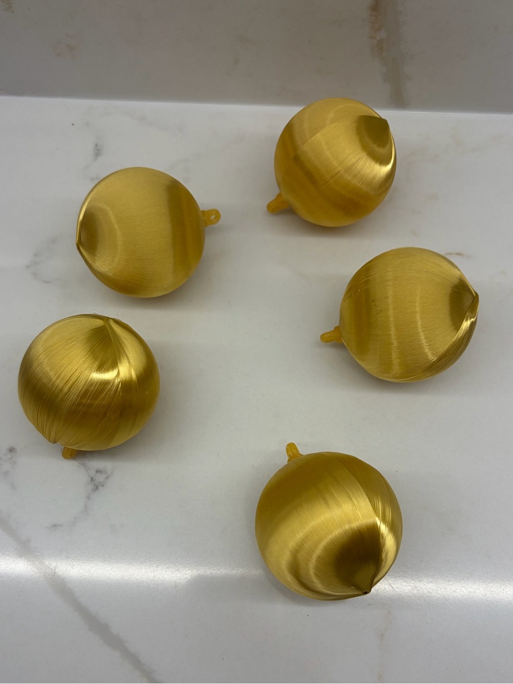 5 Vintage Gold Satin Sateen Thread Christmas Ball Decorative Retro Ornaments